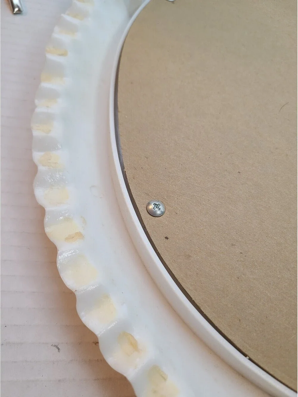 Burwood #2657 White Hobnail Faux Milk Glass Plastic Vintage Retro Wall Mirror